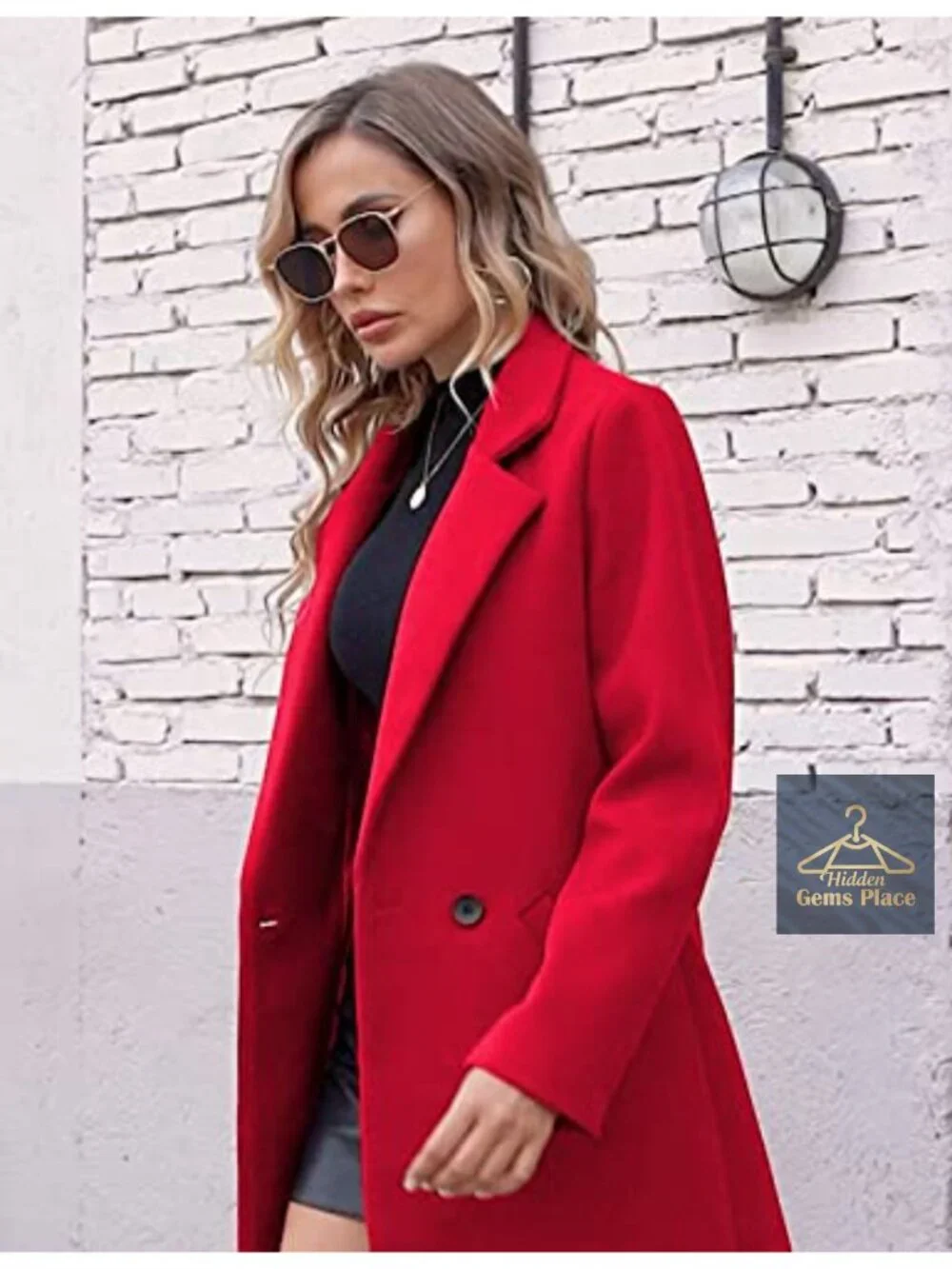 Women's Wool Peacoat Double-Breasted Notch Lapel Long Sleeve Winter Coat